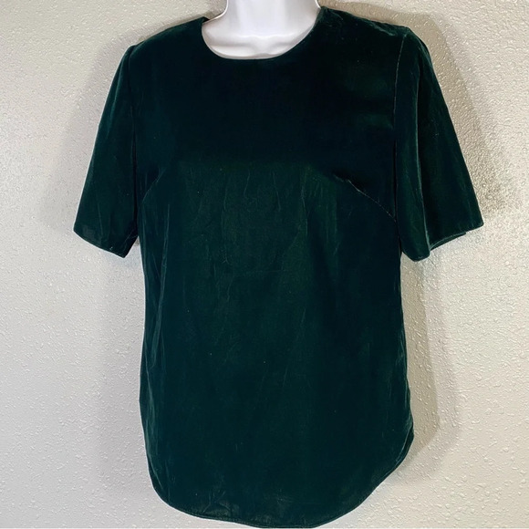 Lauren Ralph Lauren Dark Green Velvet Blouse - Picture 5 of 8